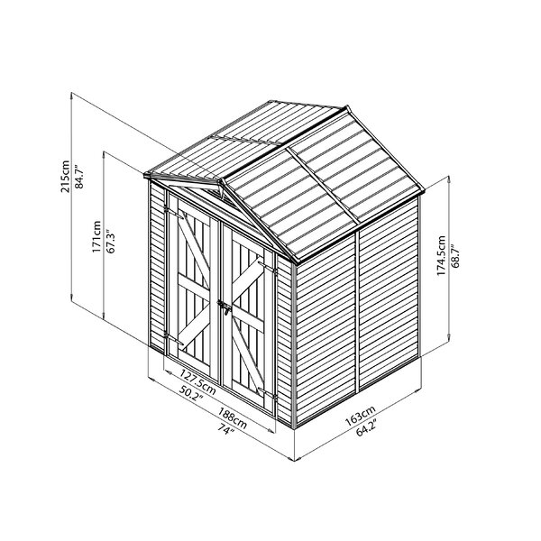 palram skylight™ 6 ft. w x 5 ft. d plastic storage shed